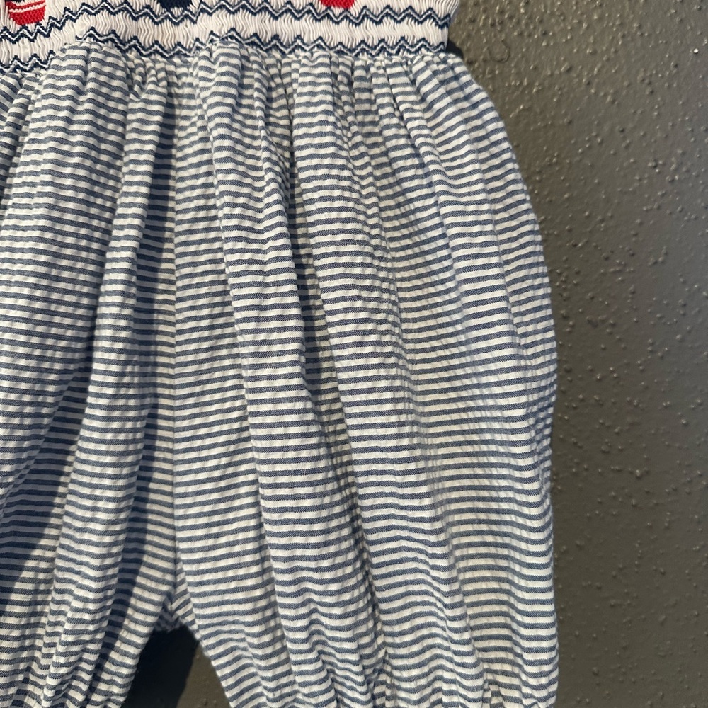 Carriage Boutique Nautical Sailboat Smocked Bubble Romper - Picture 4 of 10